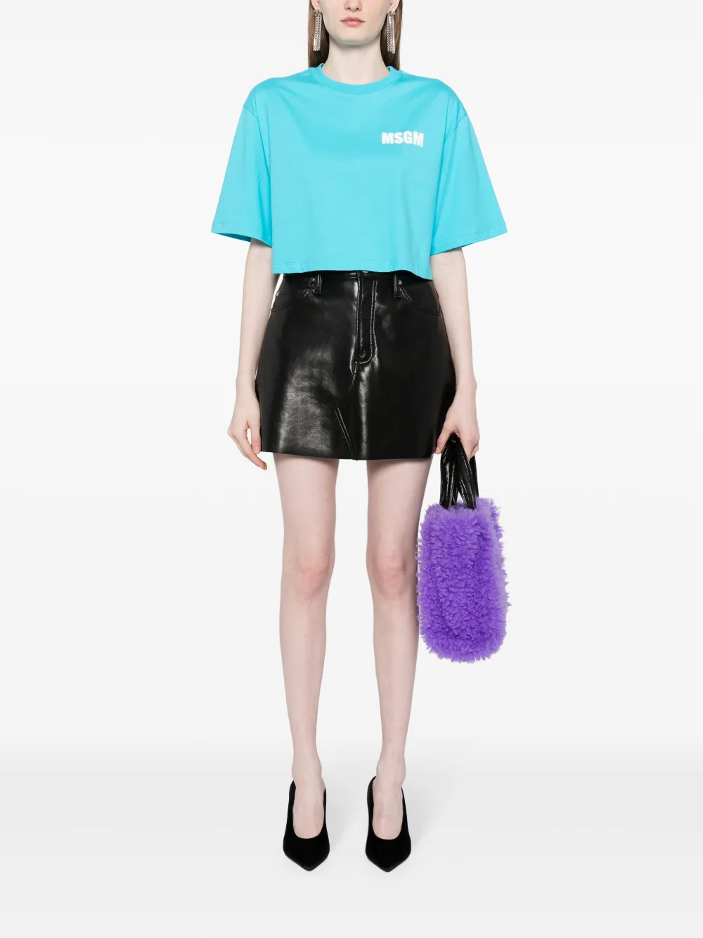 MSGM logo印花短款棉T恤 | T恤 | Image 2