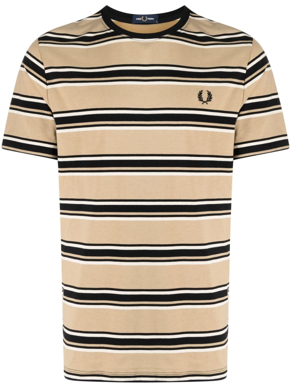 Fred Perry Logo-embroidered Striped Cotton T-shirt In Multicolour