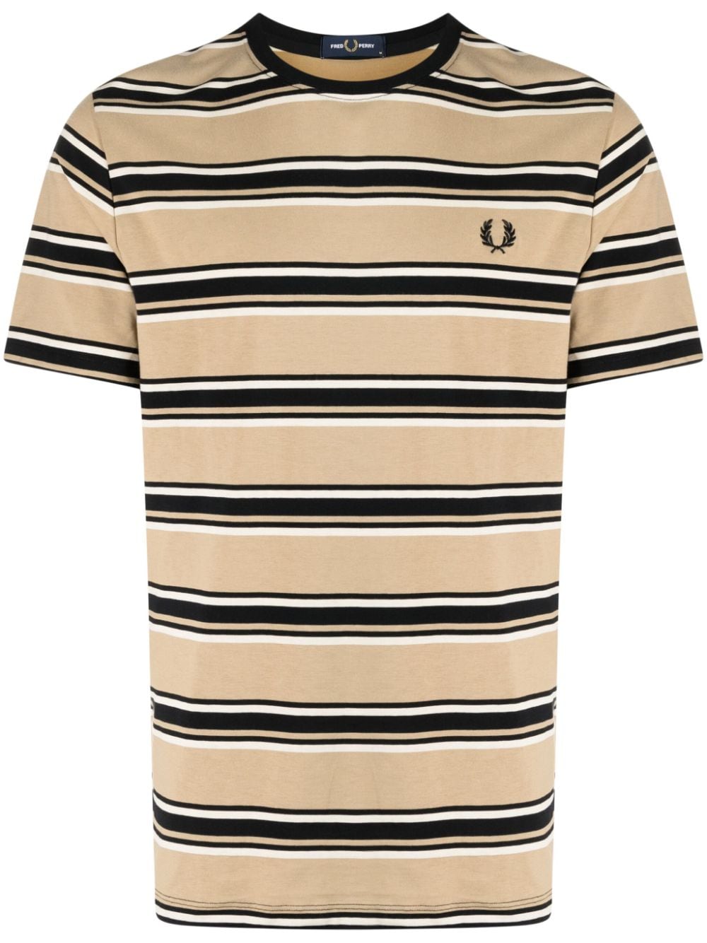 logo-embroidered striped cotton T-shirt