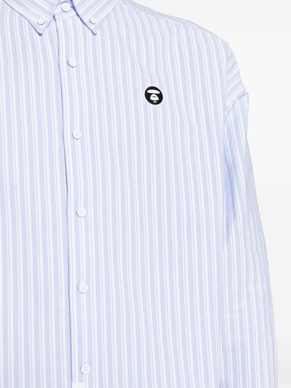 Shop Aape By A Bathing Ape Logo-embroidered Striped Shirt In Blue