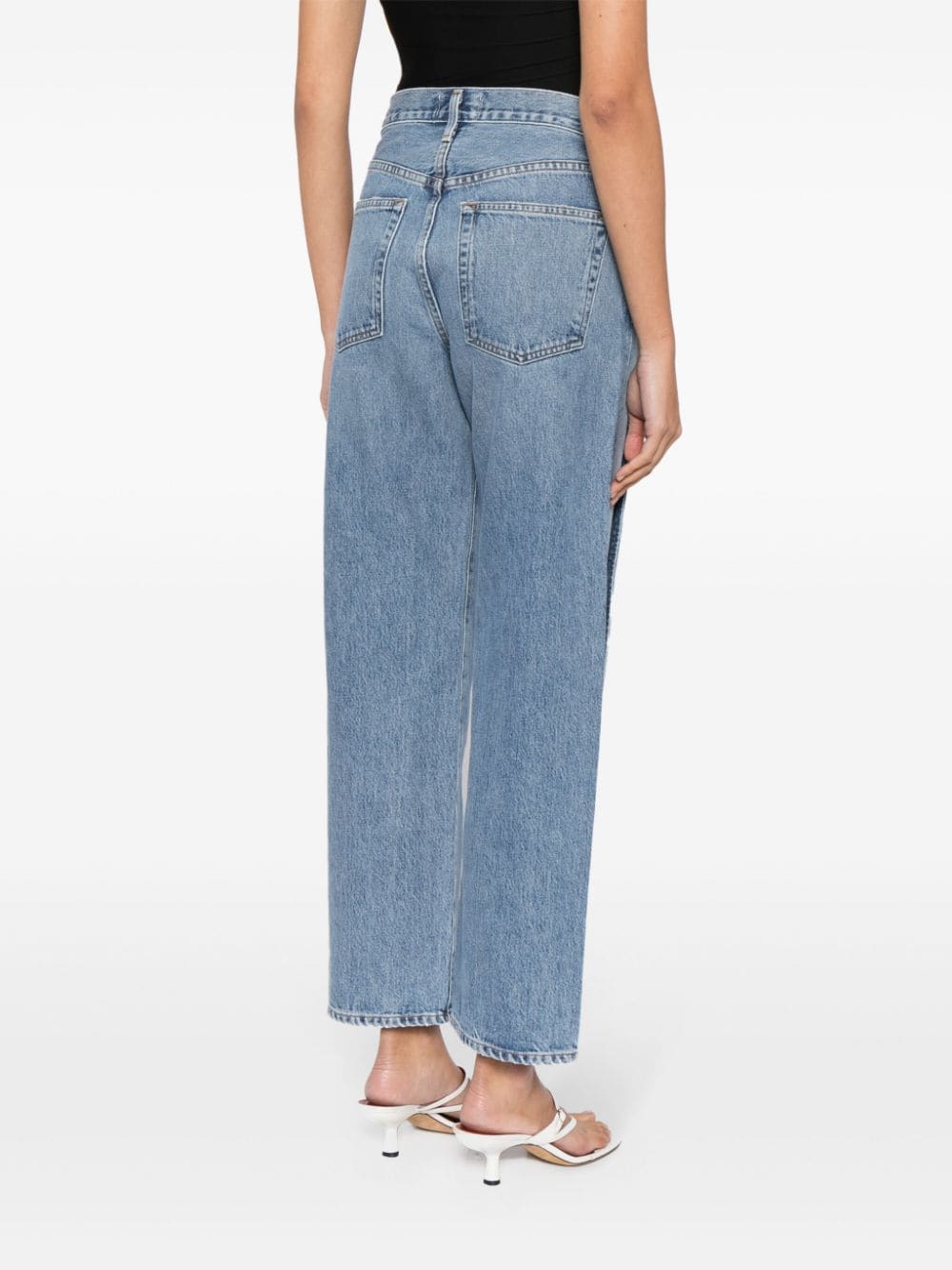 Shop Agolde Fold Jean High-rise Wide-leg Jeans In Blue