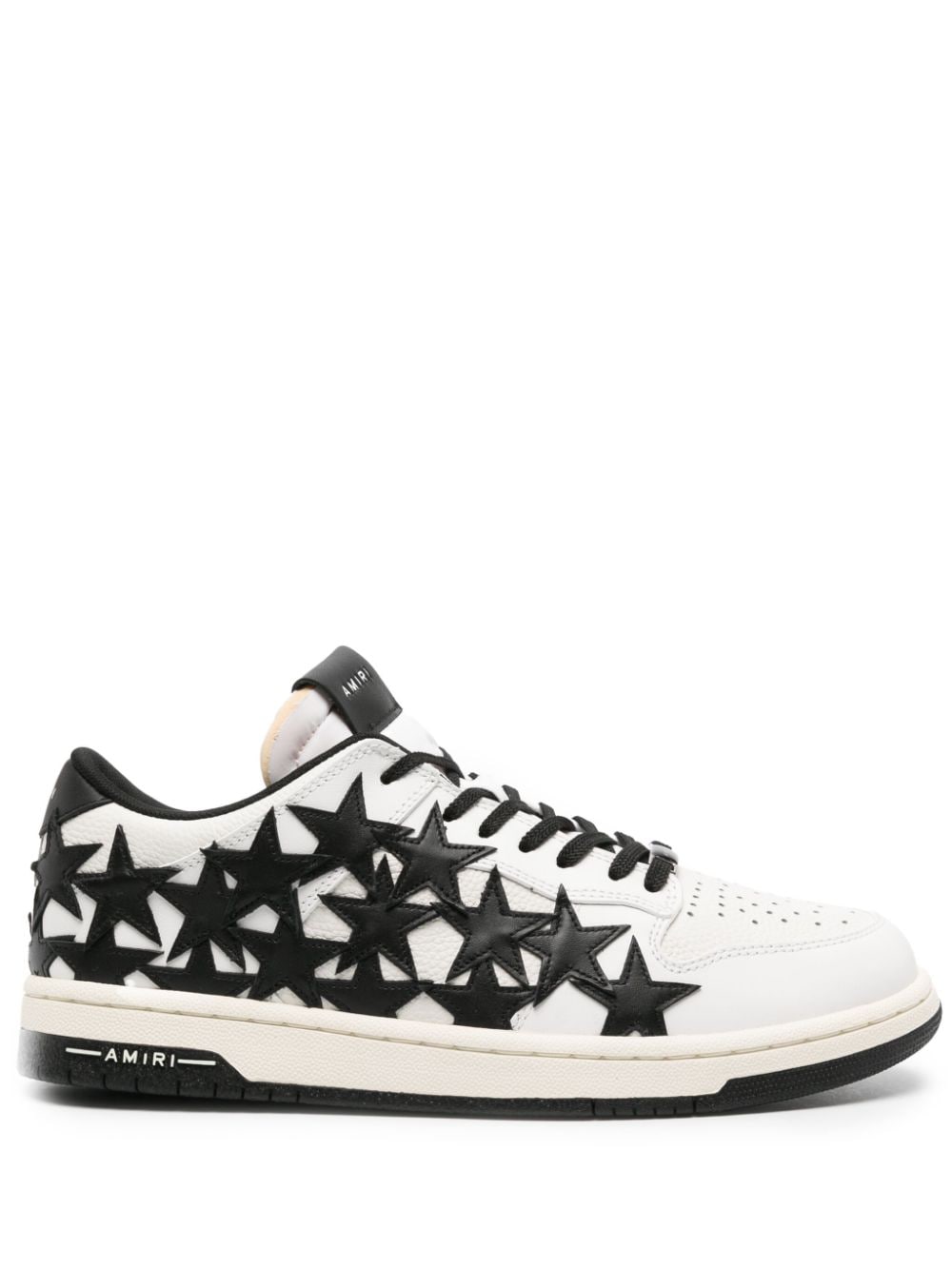 Shop Amiri Stars Court Leather Sneakers In Weiss