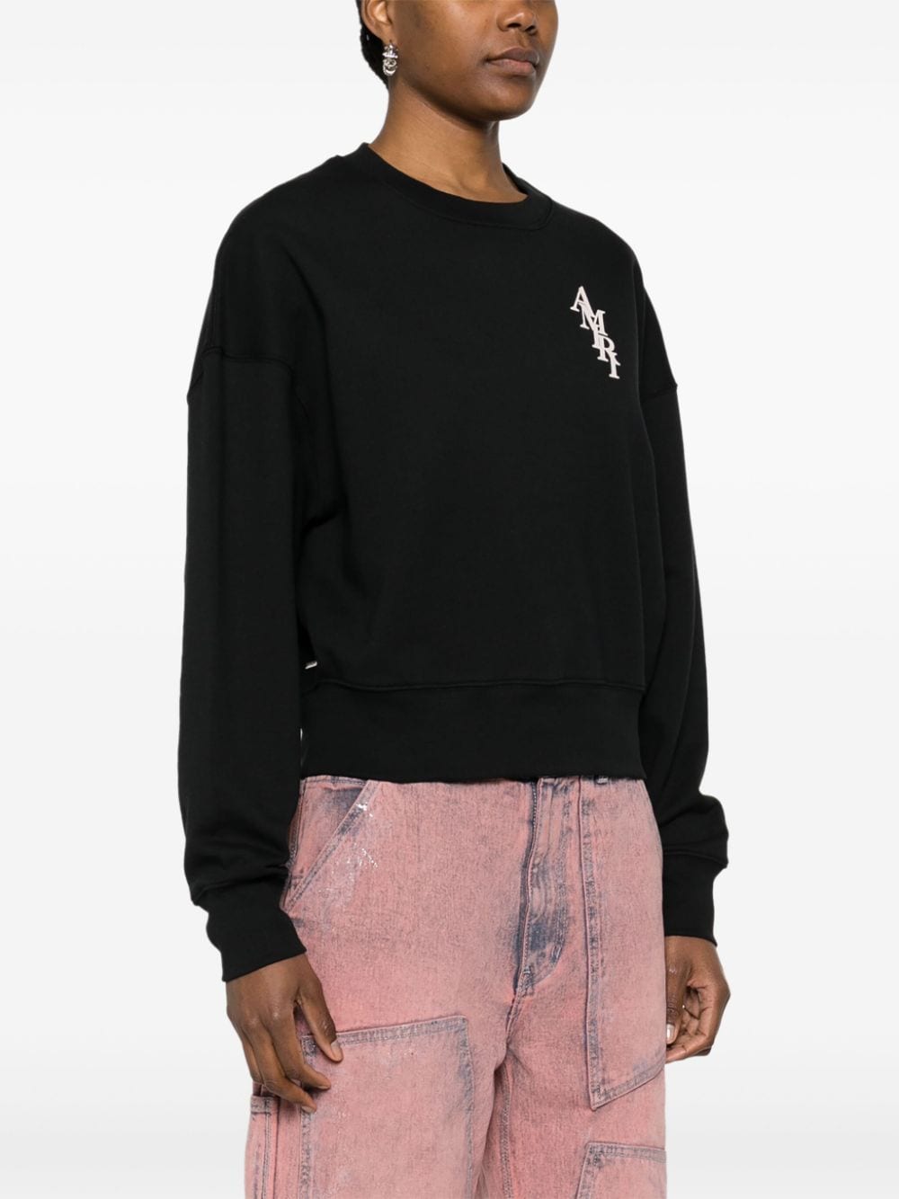 Shop Amiri Logo-print Cotton Sweatshirt In Black