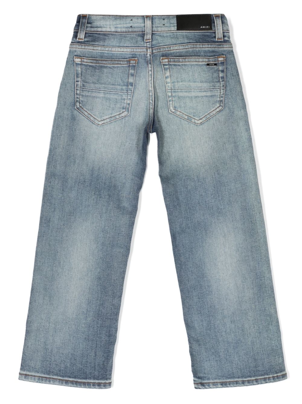 Shop Amiri Straight Stack Low-rise Straight-leg Jeans In Blue