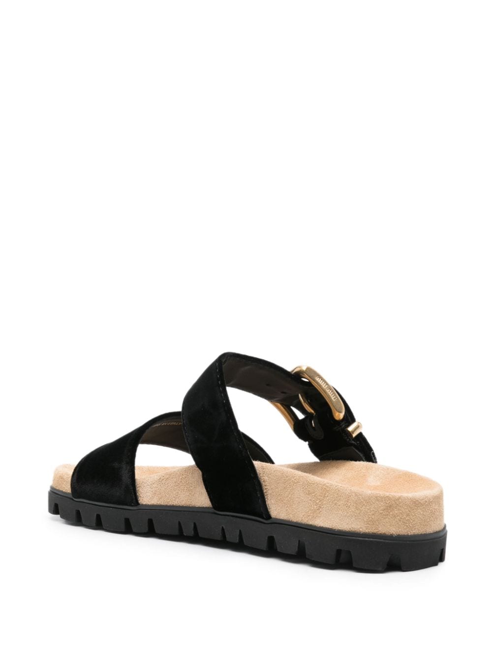 MIU MIU SUEDE BUCKLE SANDALS 