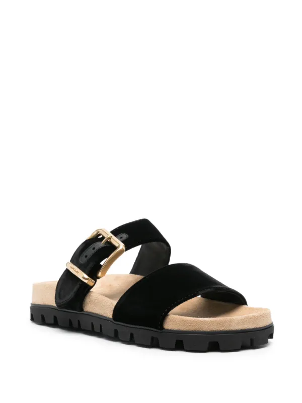 Miu Miu スエード バックル サンダル | ブラック | FARFETCH JP