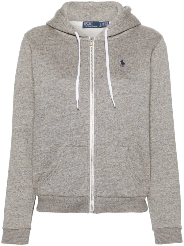 Polo Ralph Lauren Polo Pony-embroidered zip-up Hoodie | Grey | FARFETCH