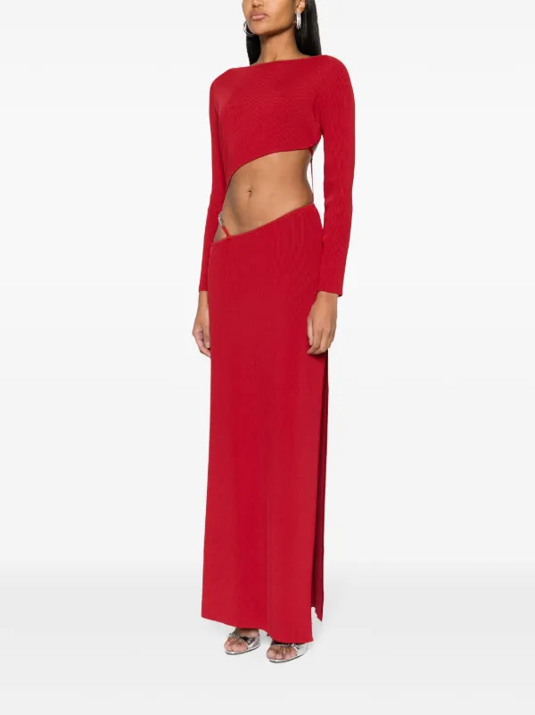 gcds red dress Gcds Asymmetric Ribbed Maxi Dress