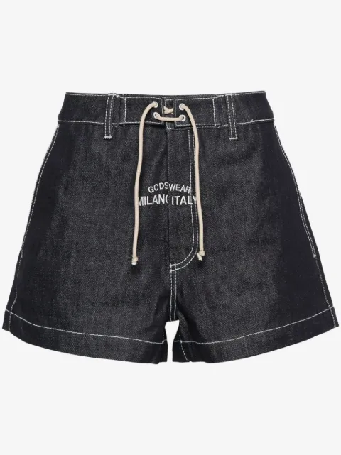 GCDS shorts de mezclilla con logo bordado