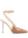 GCDS 100mm GCDS Cube monogram-raffia pumps - Brown