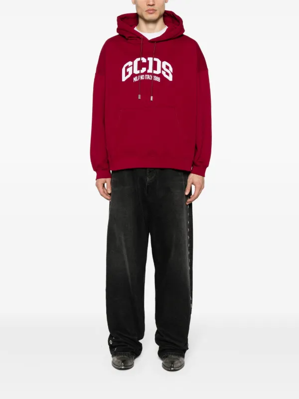 GCDS logo-embroidered Hoodie | Red | FARFETCH
