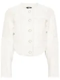 GCDS leather-panel tweed jacket - White