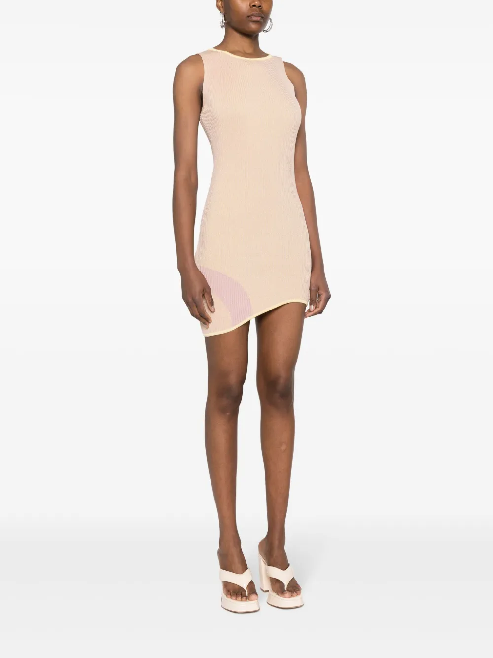 Shop Gcds Comma Asymmetric Ribbed Dress In Pink