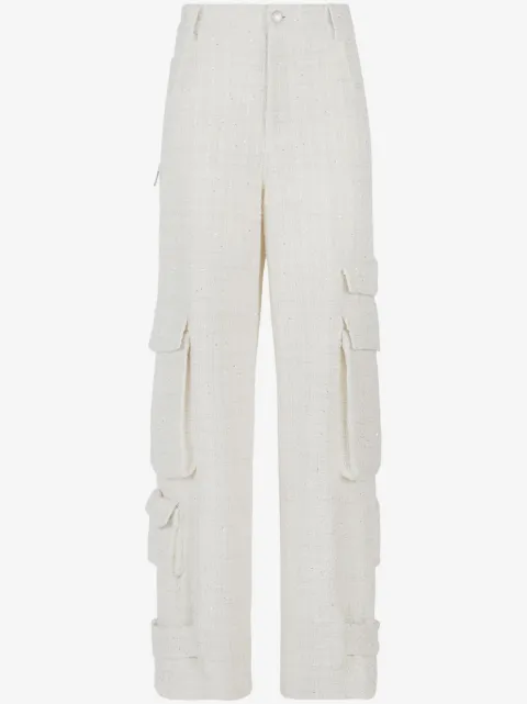GCDS sequin-embellished tweed cargo trousers