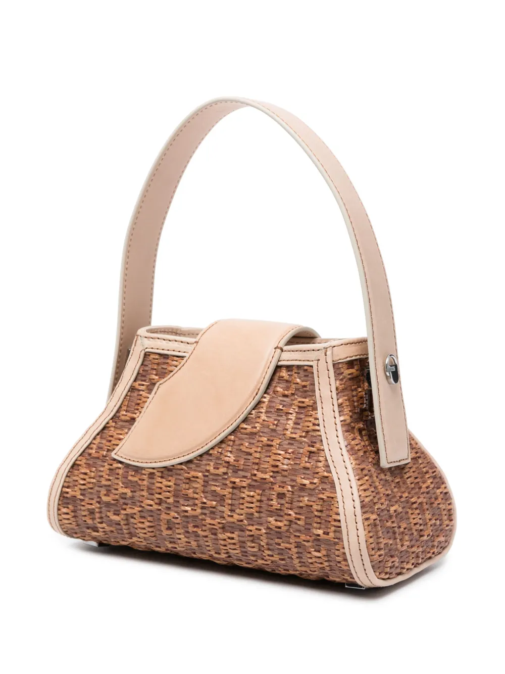 Shop Gcds Small Comma Woven-raffia Bag In Brown