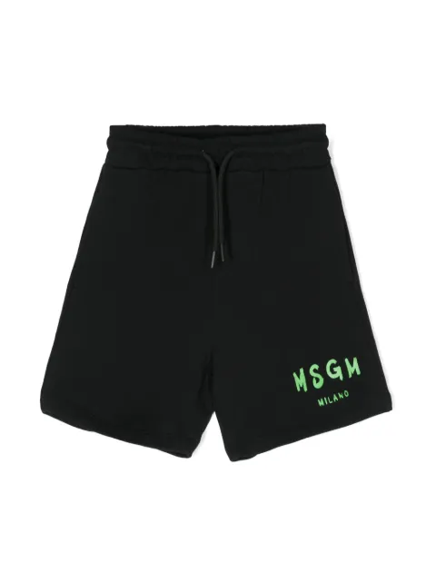 MSGM Kids logo-print cotton shorts