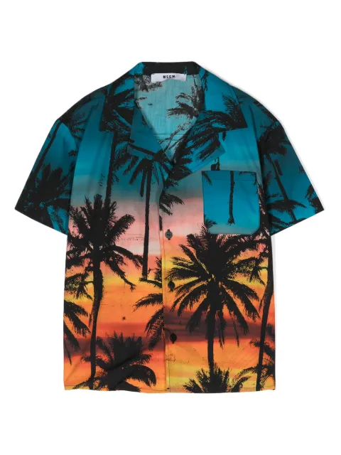 MSGM Kids camisa con palmeras estampadas