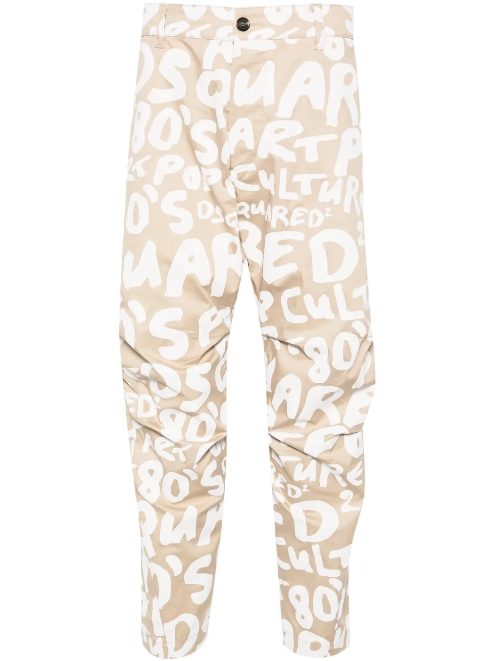 Dsquared2 Logo-print Tapered Trousers In Neutrals