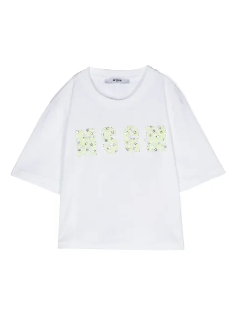 MSGM Kids logo-appliqué cotton T-shirt