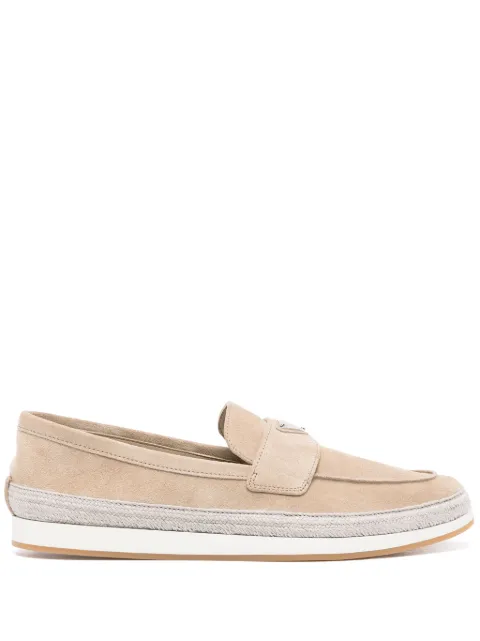Prada triangle-logo suede loafers 