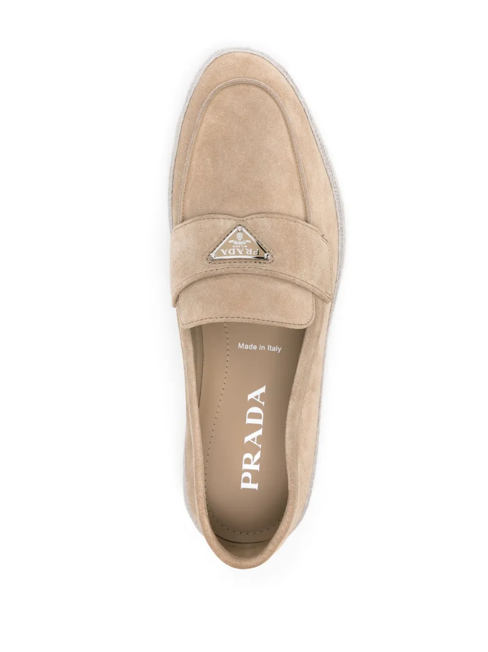 Prada triangle-logo suede loafers Neutrals