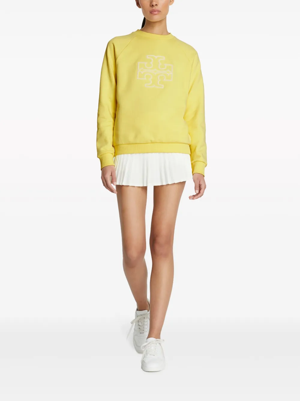 Shop Tory Burch Logo-flocked Cotton Sweatshirt In 黄色