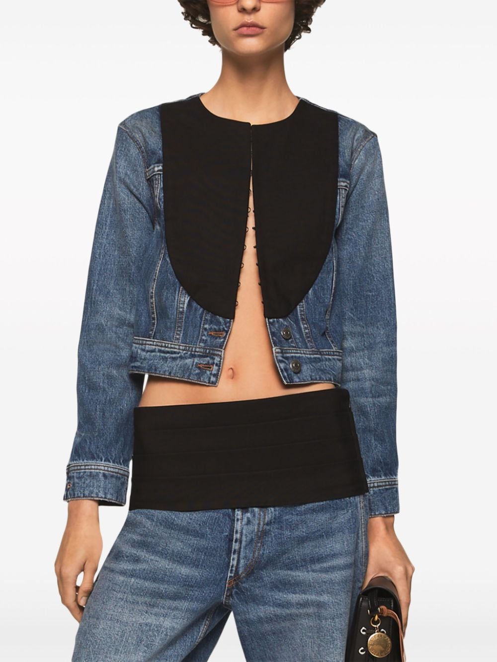 Shop Stella Mccartney Bib-panel Denim Jacket In Blue