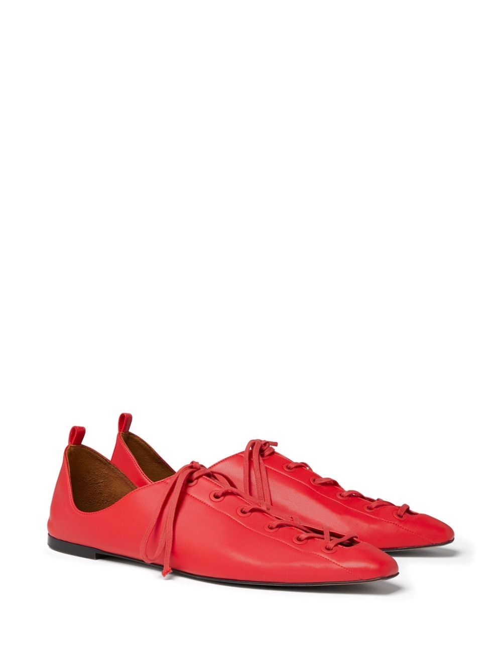 Shop Stella Mccartney Lace-up Faux-leather Shoes In 红色
