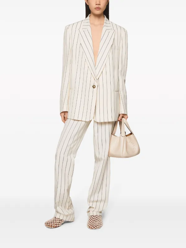 パンツ STELLA MCCARTNEY Women Straight Pants 543858 BEIGE Stella McCartney Women's Beige Silk Linen High Rise Dress
