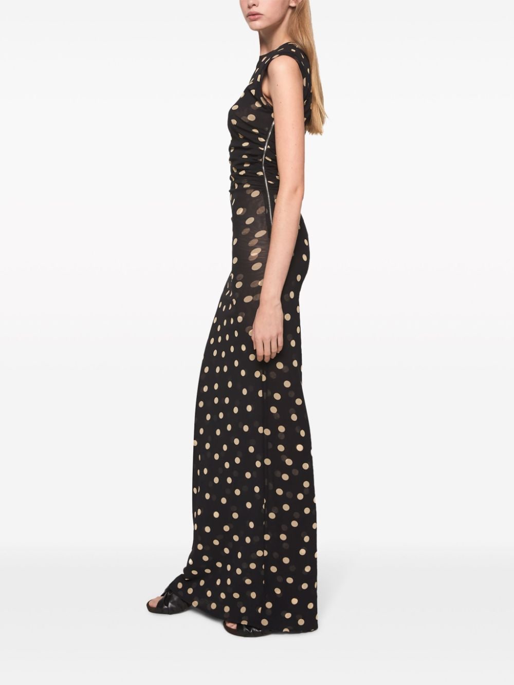 Shop Stella Mccartney Polka-dot Jersey Maxi Dress In Black