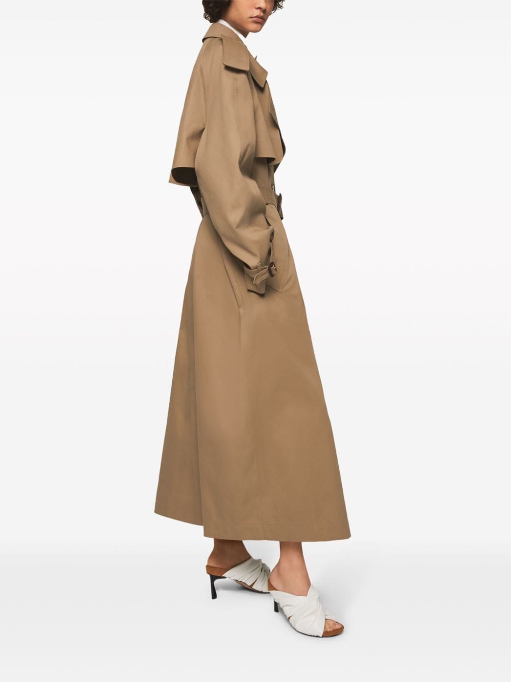 Shop Stella Mccartney Belted Cotton Trench Coat In Brown