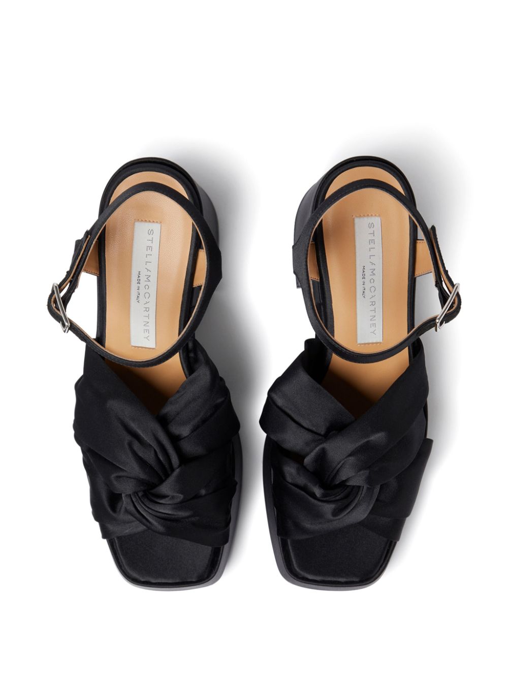 Shop Stella Mccartney Skyla Satin Sandals In Black