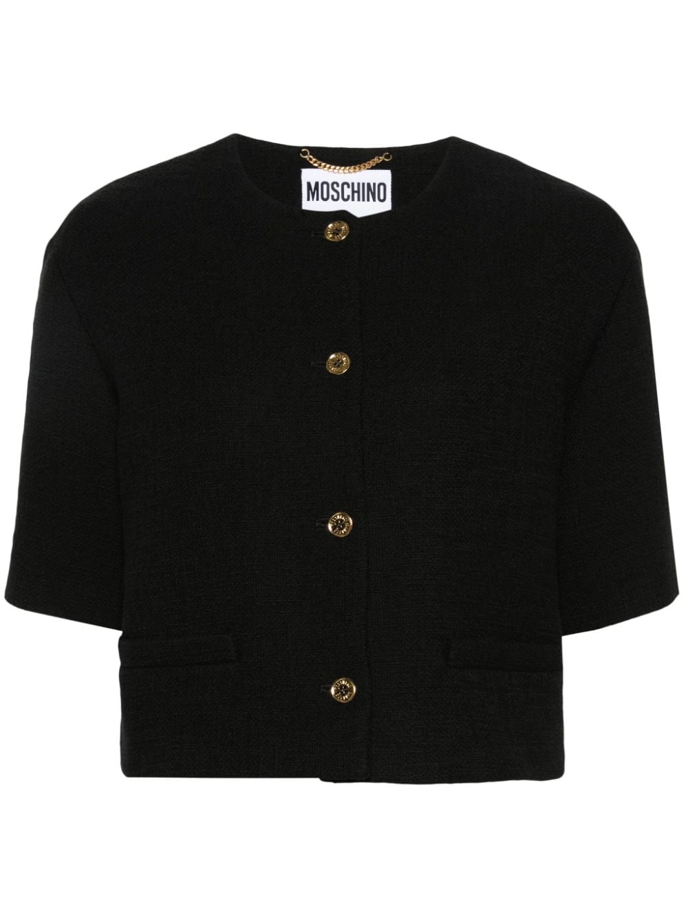 Moschino Bouclé Cropped Jacket In Black