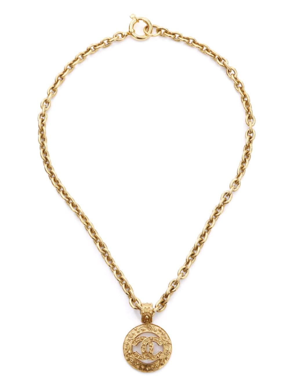 Pre-owned Chanel 2004 Cc-pendant Gold-plated Necklace
