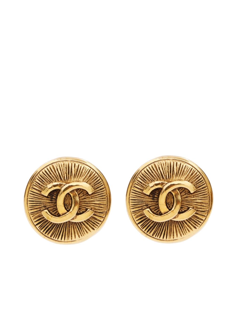 Pre-owned Chanel Cc 镀金夹扣式耳环（1986-1994年典藏款） In Gold