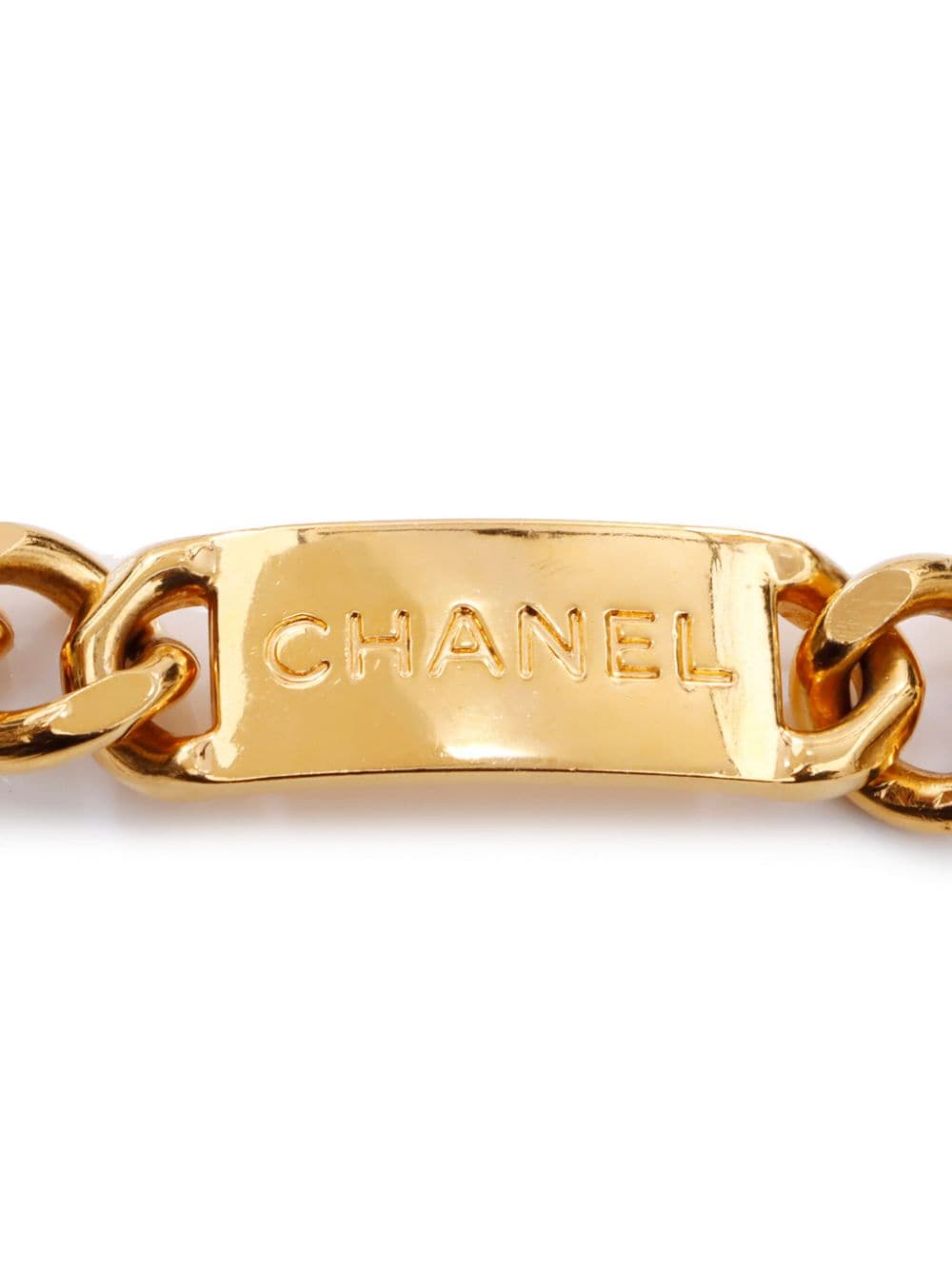 Pre-owned Chanel 1990-1999 Cc-logo Chain-link Belt In Gold
