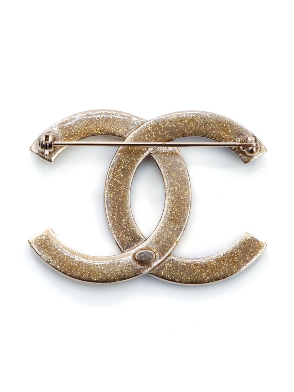 Pre-owned Chanel 2019 Rhinestone-embellished Cc Brooch In Gold