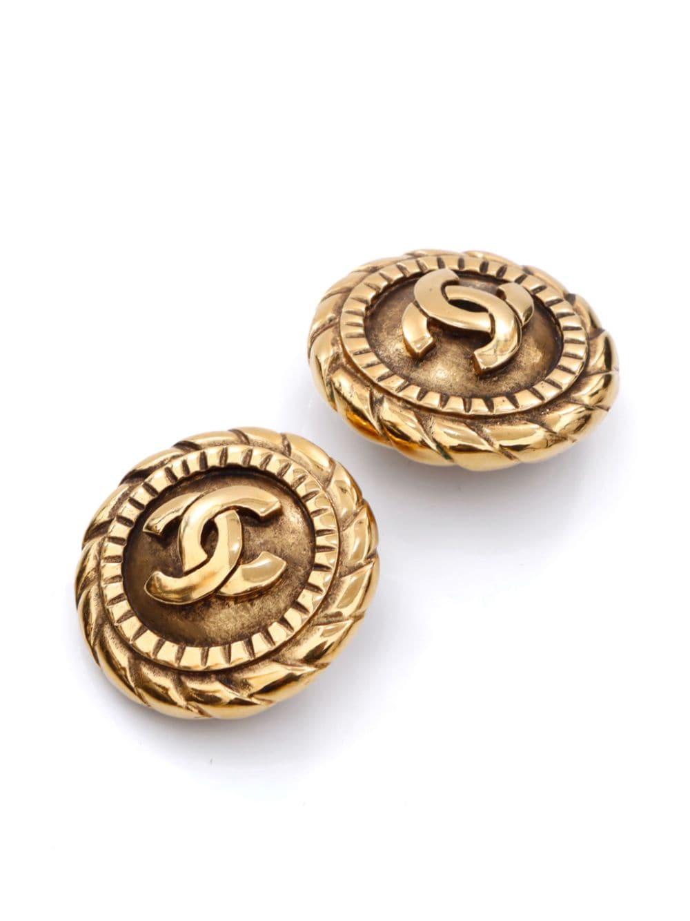 CHANEL Pre-Owned 1990-1999 Coco Mark clip-on earrings - Goud