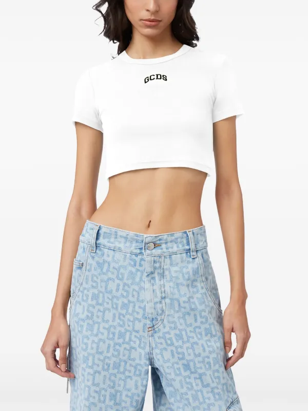 GCDS クロップド Tシャツ | ホワイト | FARFETCH JP