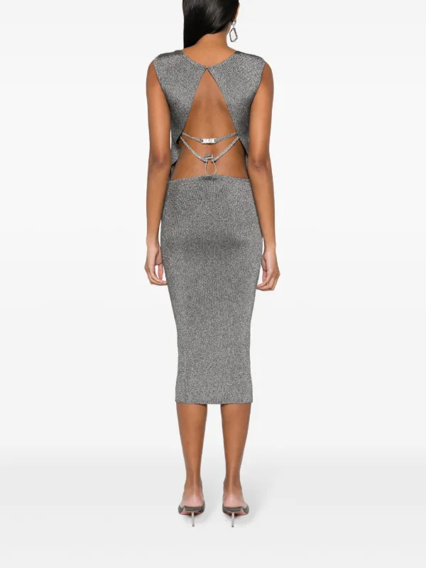 GCDS lurex-detail Ribbed Maxi Dress | Grey | FARFETCH