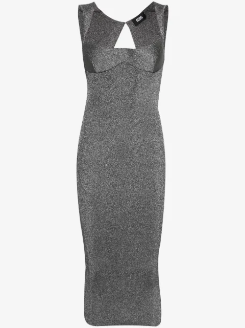GCDS lurex-detail ribbed maxi dress