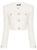 GCDS cropped tweed jacket - White