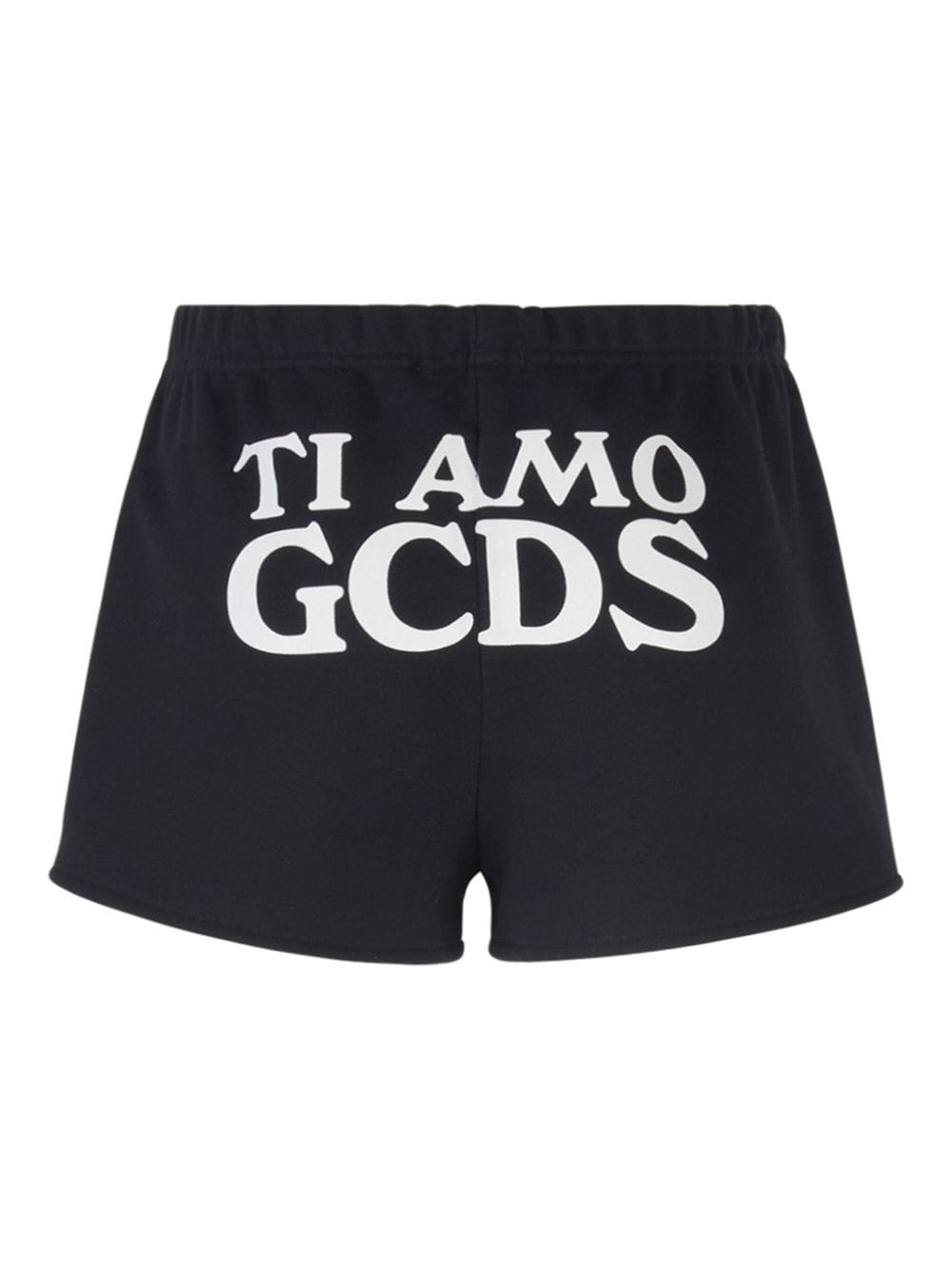 Shop Gcds Slogan-print Fleece Shorts In Black