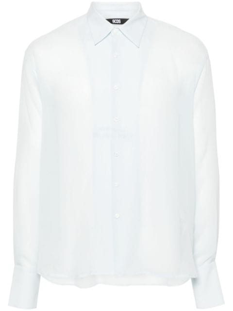 GCDS logo-embroidered silk shirt