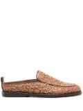 GCDS monogram-embossed raffia mules - Brown