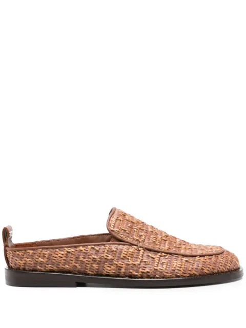 Gcds monogram-embossed raffia mules