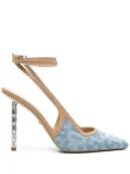 GCDS 120mm slingback leather pumps - Blue