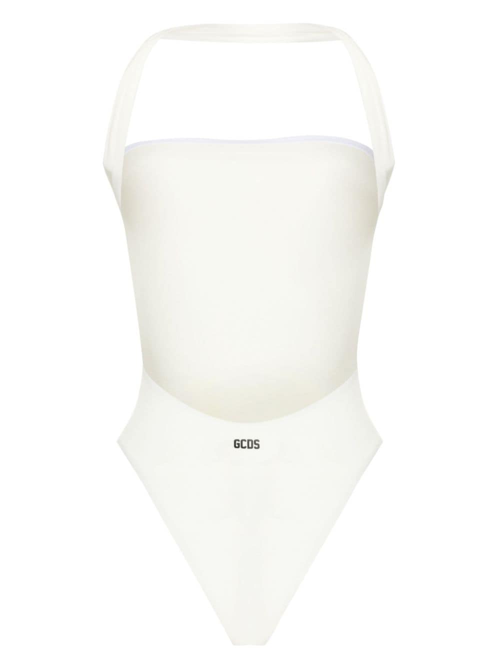 Shop Gcds Couture Halterneck Swimsuit In White