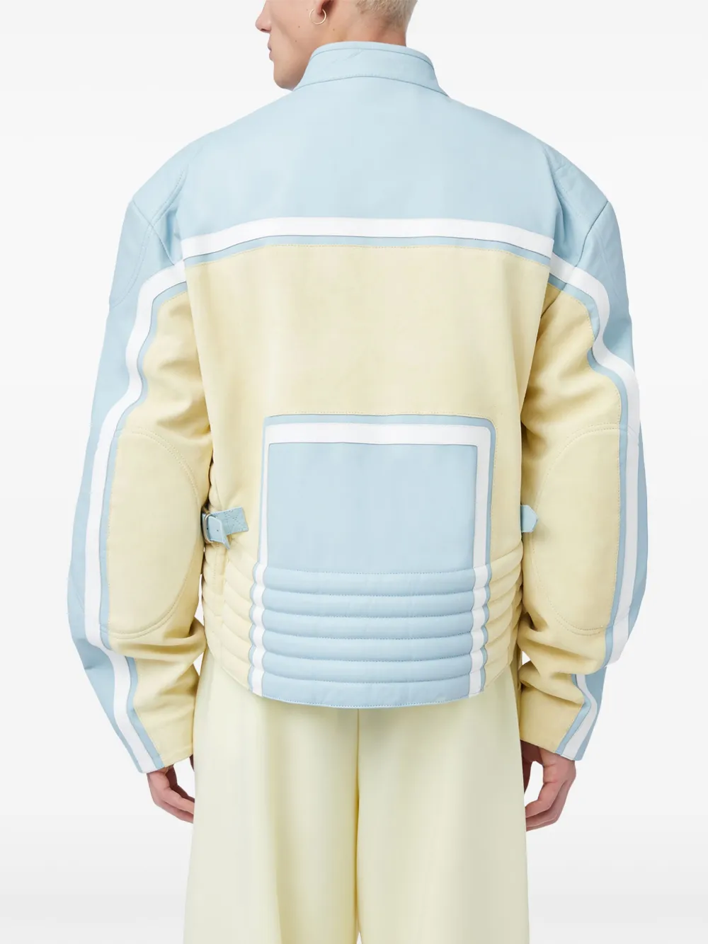 GCDS Leren jack met logopatch Blauw