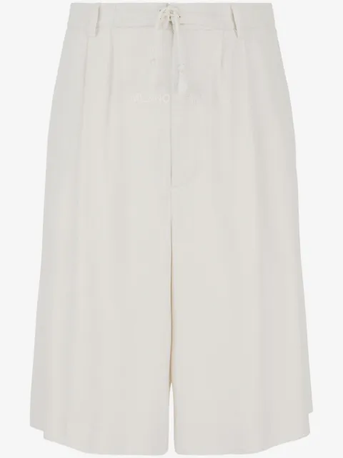 GCDS logo-embroidered pleated bermuda shorts